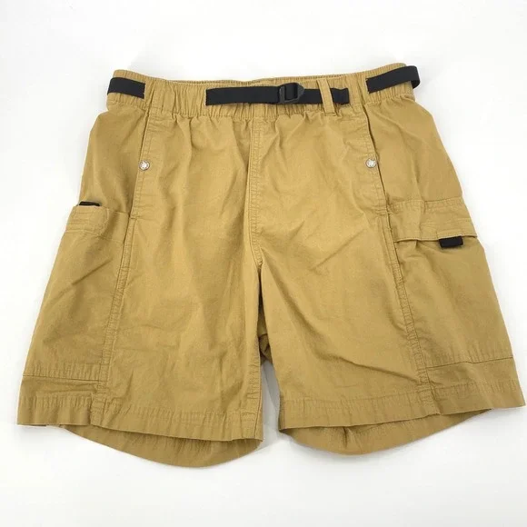 The North Face Mens Small Mustard Yellow Ripstop Cargo Hiking Shorts Belted - Picture 2 of 8